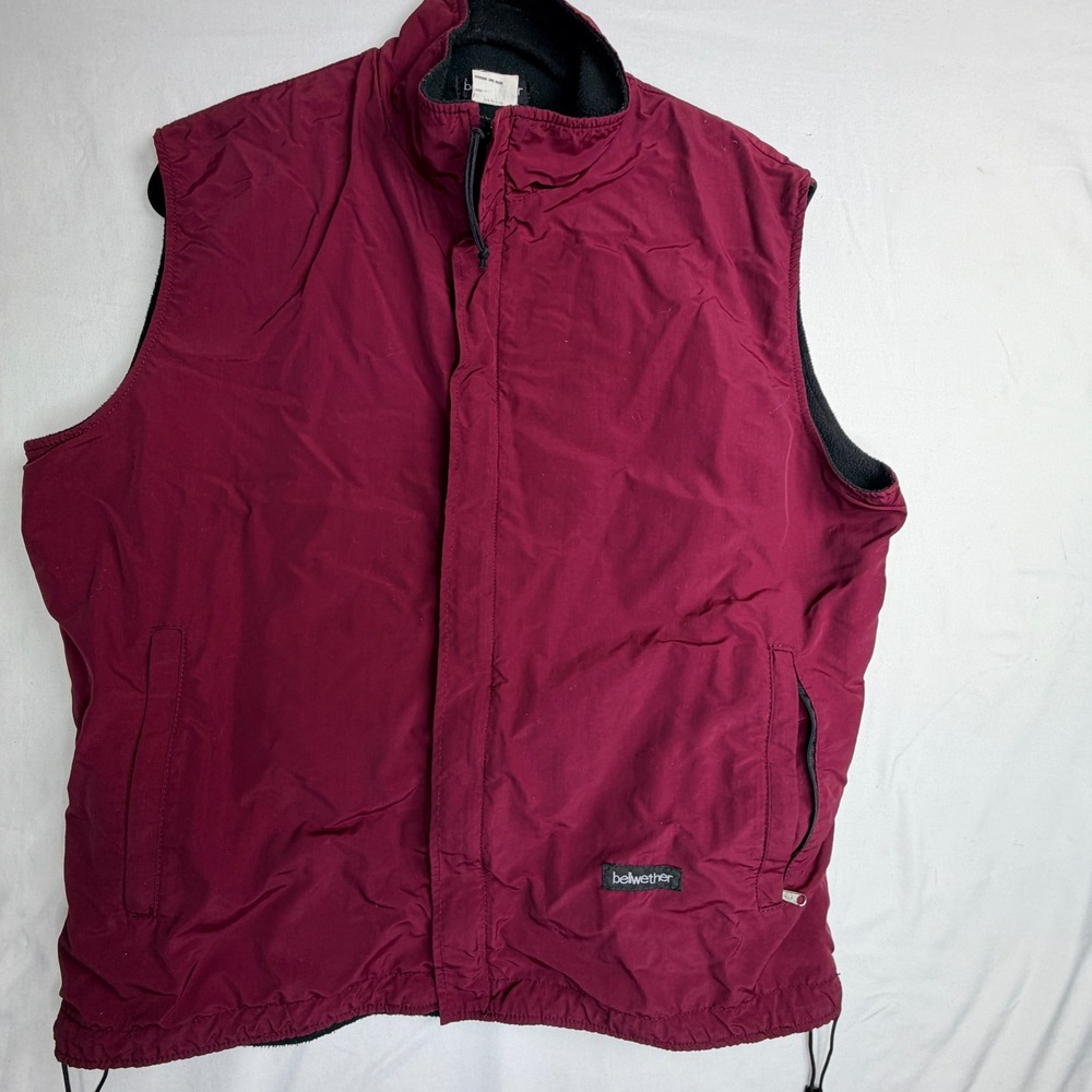 Bellwether Cycling Vest Medium Burgundy Fleece Lined Full Zip Rear Pocket 401